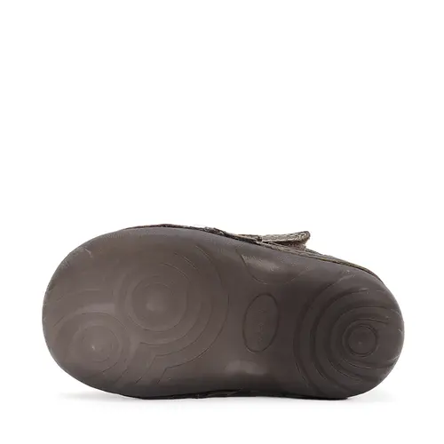 Ghete copii, piele naturala, talpa flexibila si fluorescentă, imblanite, maro inchis, bufnita, D.D.Step - W015-42249A-24-