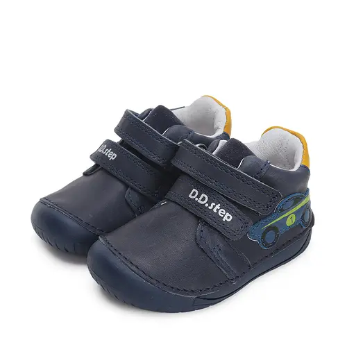 Pantofi baieti, piele naturala, barefoot, bleumarin, masinuta, D.D.Step- S070-42393-25-D.D. Step