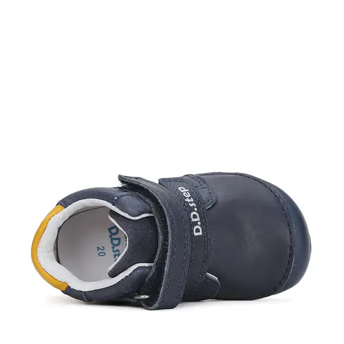 Pantofi baieti, piele naturala, barefoot, bleumarin, masinuta, D.D.Step- S070-42393-25-D.D. Step