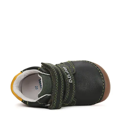Pantofi baieti, piele naturala, barefoot, verde inchis, masinuta, D.D.Step- S070-42393A-25-D.D. Step