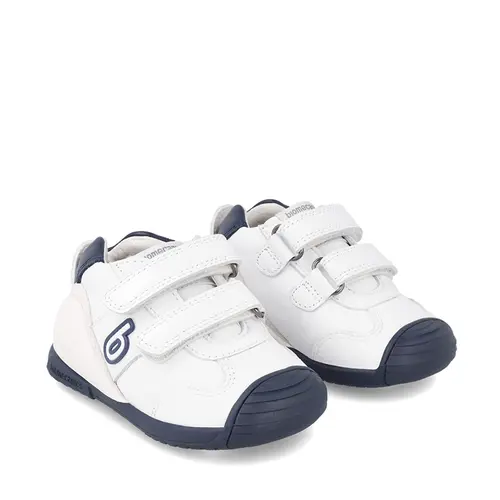 Pantofi copii, piele naturala, Biogateo Sport, alb, albastru, Biomecanics- 221001-A-22-Biomecanics