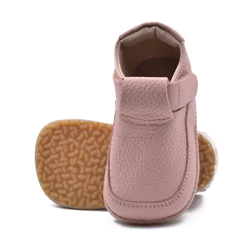 Pantofi din piele moale cu talpa flexibila, captuseala, roz- RO-15-12-24-By Pebebe