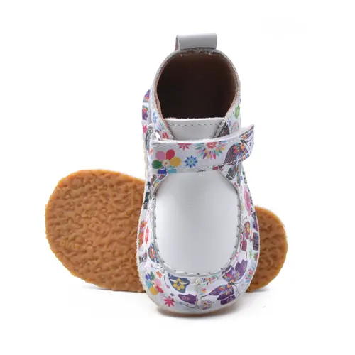 Pantofi din piele naturala pentru copii, talpa cauciuc, scai, Bubu, alb print fluturi- RO-110-8-24-By Pebebe Pantofi din piele naturala pentru copii, talpa cauciuc, scai, Bubu, alb print fluturi- RO-110-8-24-By Pebebe
