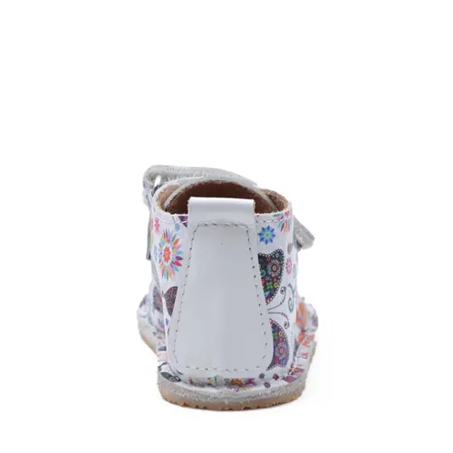 Pantofi din piele naturala pentru copii, talpa cauciuc, scai, Bubu, alb print fluturi- RO-110-8-24-By Pebebe Pantofi din piele naturala pentru copii, talpa cauciuc, scai, Bubu, alb print fluturi- RO-110-8-24-By Pebebe
