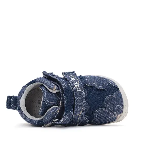 Pantofi fete, material textil, bleumarin, denim, flori, D.D.Step- C077-42610B-25-D.D. Step