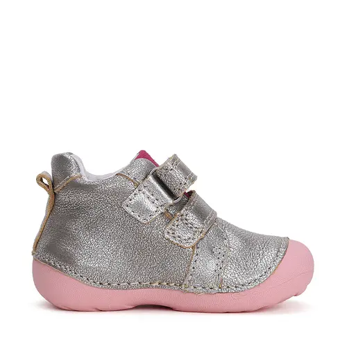 Pantofi fete, piele naturla, talpa flexibila, Argintiu, fluturasi, D.D.Step- S015-42400B-24-D.D. Step