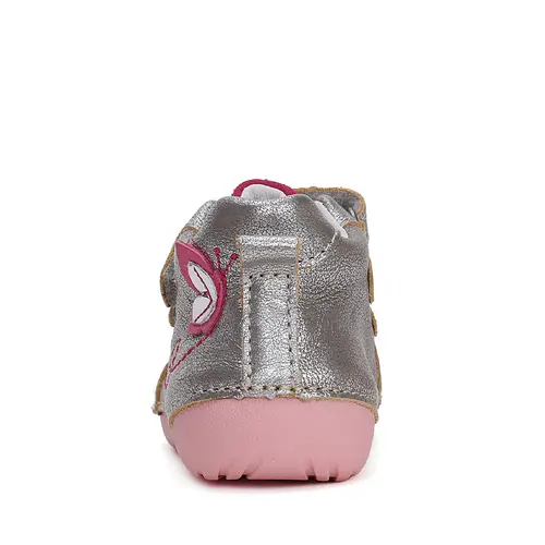 Pantofi fete, piele naturla, talpa flexibila, Argintiu, fluturasi, D.D.Step- S015-42400B-24-D.D. Step