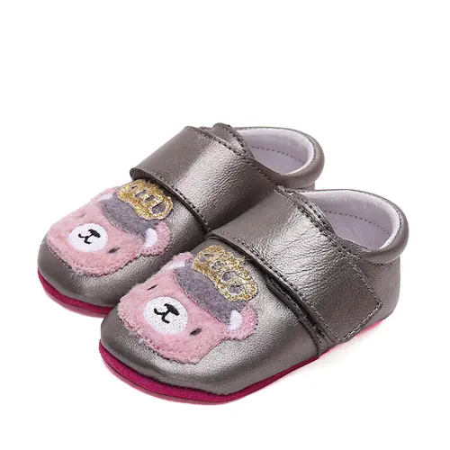 Pantofi primii pasi, interior, piele naturala, argintiu, ursulet, D.D.Step- K1596-42420-22/23-D.D. Step