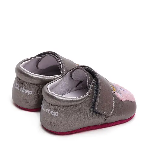 Pantofi primii pasi, interior, piele naturala, argintiu, ursulet, D.D.Step- K1596-42420-22/23-D.D. Step