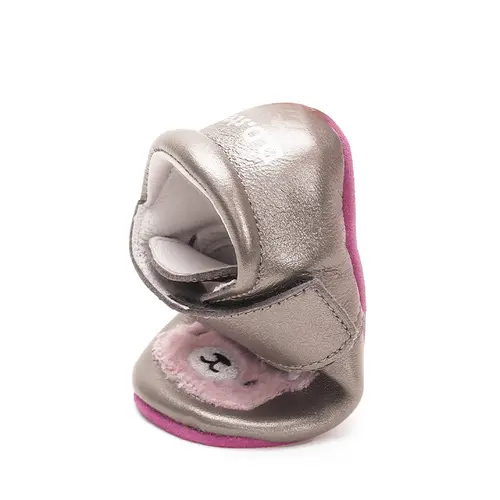 Pantofi primii pasi, interior, piele naturala, argintiu, ursulet, D.D.Step- K1596-42420-22/23-D.D. Step