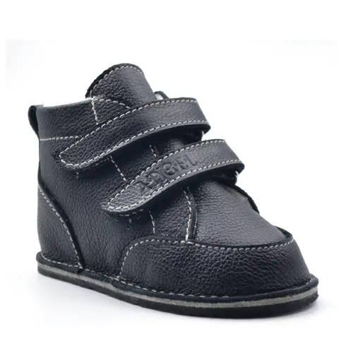 Ghete copii Barefoot, piele naturala, captuseala din blana, talpa felxibila, negru, Stuy - RO-115-7-24-