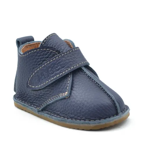 Ghete copii, barefoot, piele naturala, primii pasi, bleumarin- RO-121-2-22-By Pebebe