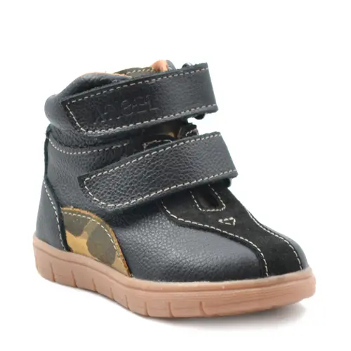 Ghete copii, piele naturala, talpa felxibila, negru, Teo- RO-118-3-25-By Pebebe