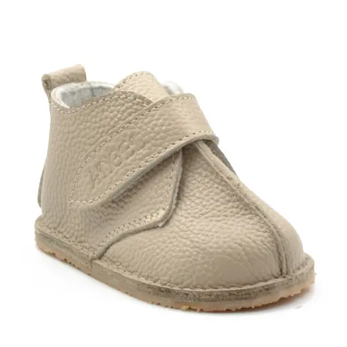 Ghete copii, primii pasi, piele naturala, captuseala textila, talpa felxibila, bej- RO-122-3-24-By Pebebe