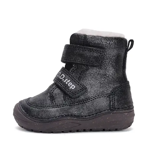Ghete fete, piele naturala, captuseala din blana, negru sidef, D.D.Step- W071-42895B-25-D.D. Step