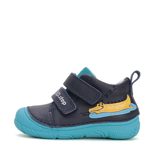 Pantofi baieti, piele naturala, talpa flexibila, bleumarin, crocodil, D.D. Step- S082-51541-25-