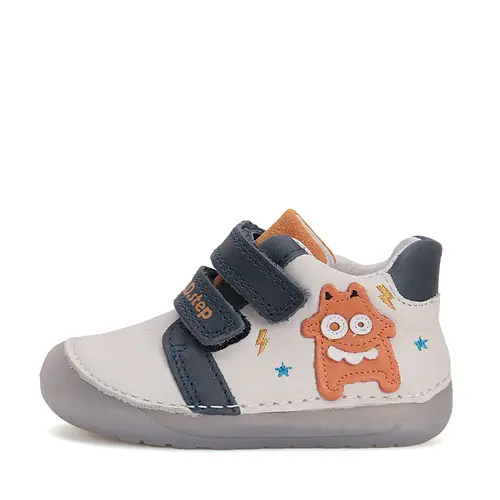 Pantofi copii, barefoot, primii pași, piele naturala, monstrulet, alb, D.D. Step- S070-51698A-25-D.D. Step