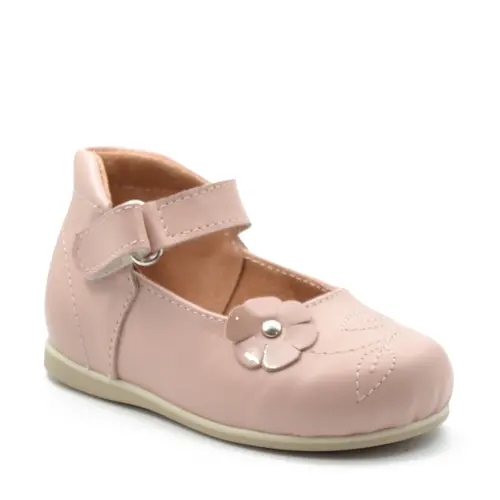 Pantofi din piele naturala, talpa flexibila, decupati, roz, Sara- RO-401-1-24-By Pebebe