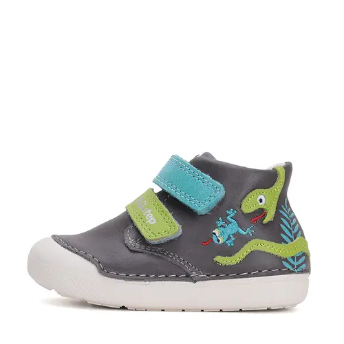 Pantofi din piele naturala pentru copii, talpa flexibila, gri inchis, serpisor verde, D.D. Step- S066-51303A-25-D.D. Step Pantofi din piele naturala pentru copii, talpa flexibila, gri inchis, serpisor verde, D.D. Step- S066-51303A-25-D.D. Step