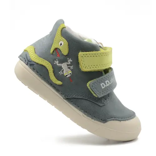 Pantofi din piele naturala pentru copii, talpa flexibila, verde uscat, serpisor verde, D.D. Step- S066-51303B-25-D.D. Step