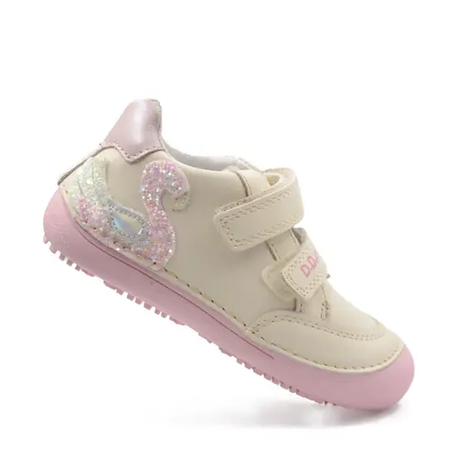 Pantofi fete, piele naturala, barefoot,  talpa flexibila, crem, lebada, D.D. Step- S063-51551M-30-D.D. Step