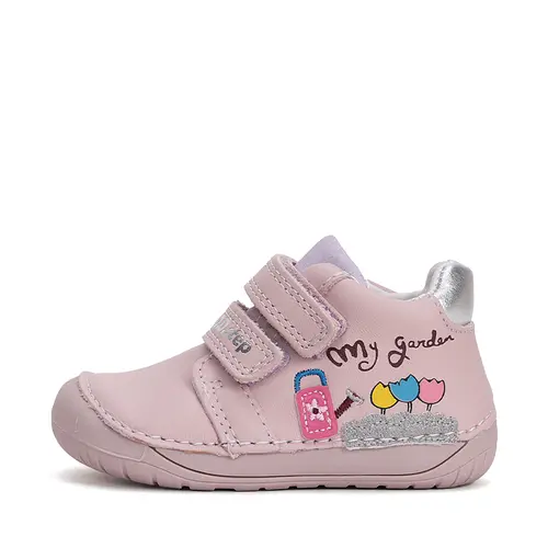 Pantofi fete, piele naturala, barefoot, primii pași, flori, roz, D.D. Step- S070-51253A-25-D.D. Step