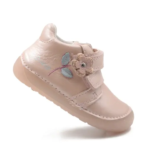 Pantofi fete, piele naturala, barefoot, talpa flexibila Gelsole , floare, roz sidef, D.D. Step- S070-51171-25-D.D. Step