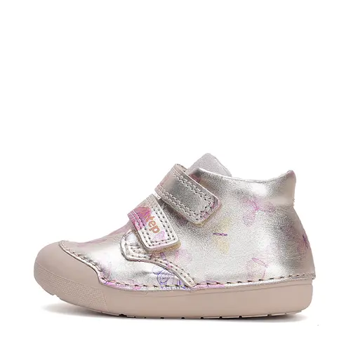 Pantofi fete, piele naturala, primii pasi, crem auriu cu fluturi, D.D. Step- S066-51151A-25-