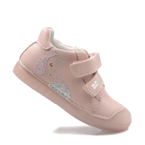 Pantofi fete, piele naturala, talpa Gelsole, roz, unicorn, D.D. Step- S049-51250AM-30-D.D. Step