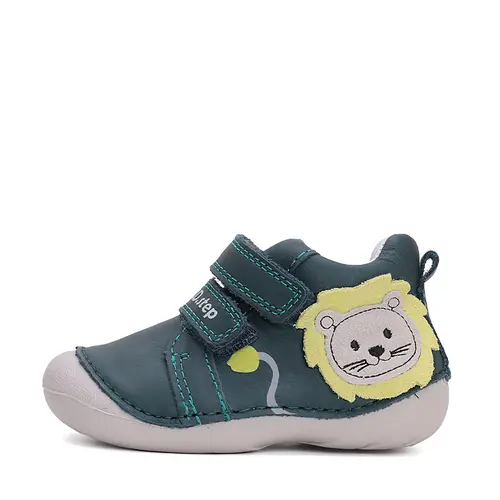 Pantofi primii pasi baieti, piele naturla, verde inchis, leu, D.D. Step- S015-51897-24-