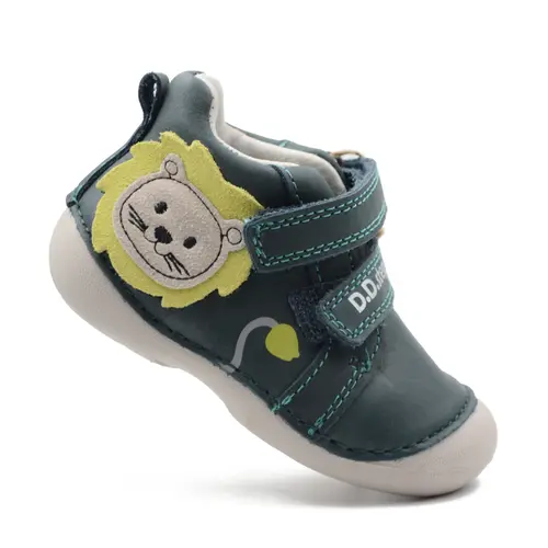 Pantofi primii pasi baieti, piele naturla, verde inchis, leu, D.D. Step- S015-51897-24-D.D. Step