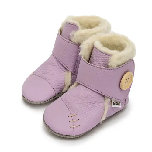 Cizme din piele naturala, talpa din piele antiderapanta, mov, Lavender, Liliputi - 2006001044201-