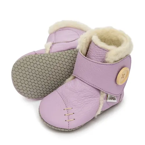 Cizme din piele naturala, talpa din piele antiderapanta, mov, Lavender, Liliputi - 2006001044201-