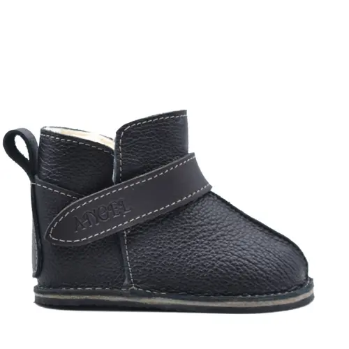 Cizme din piele pentru copii, talpa flexibila, imblanite, negru- RO-106-23-24-By Pebebe Cizme din piele pentru copii, talpa flexibila, imblanite, negru- RO-106-23-24-By Pebebe