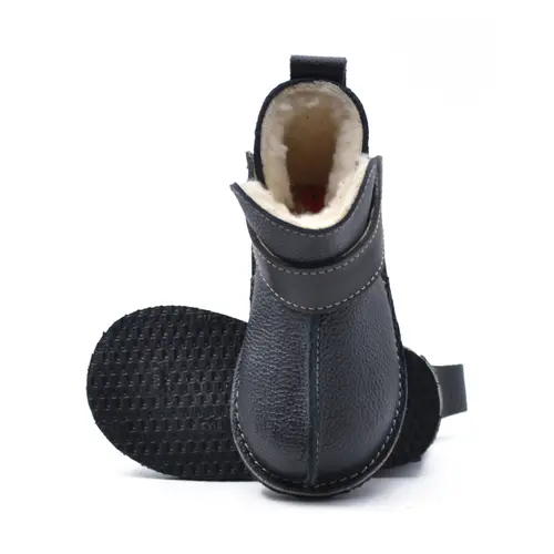 Cizme din piele pentru copii, talpa flexibila, imblanite, negru- RO-106-23-24-By Pebebe Cizme din piele pentru copii, talpa flexibila, imblanite, negru- RO-106-23-24-By Pebebe