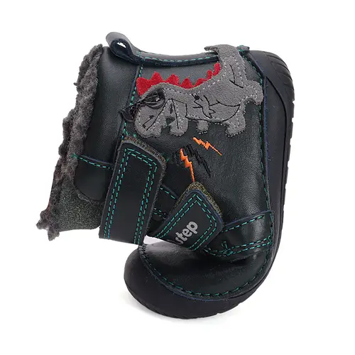 Ghete baieti barefoot, piele naturala, captusite, verde smarald, dinozaur, D.D.Step- W070-42838A-25-D.D. Step Ghete baieti barefoot, piele naturala, captusite, verde smarald, dinozaur, D.D.Step- W070-42838A-25-D.D. Step