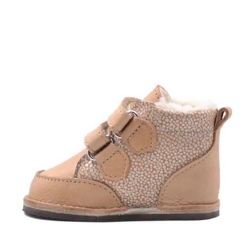 Ghete copii Barefoot, piele naturala, captuseala din blana, talpa felxibila, camel, Stuy - RO-115-5-24-