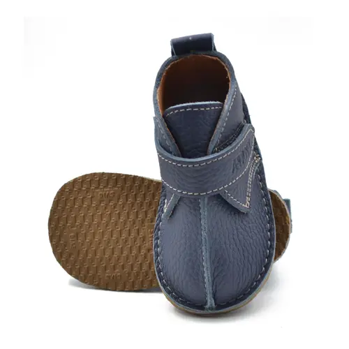 Ghete copii, barefoot, piele naturala, primii pasi, bleumarin- RO-121-2-22-By Pebebe