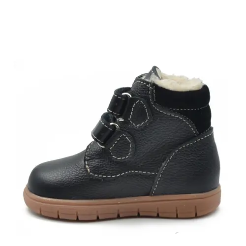 Ghete Copii, piele naturala, captuseala din blana, talpa felxibila, negru, Alpin - RO-116-6-25-