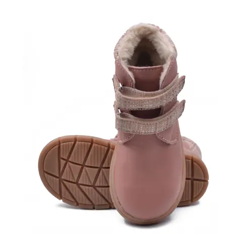 Ghete Copii, piele naturala, captuseala din blana, talpa felxibila, roz inchis, Alpin - RO-116-4-25-