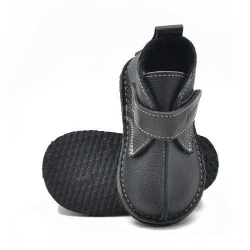 Ghete copii, primii pasi, piele naturala, captuseala textila, talpa felxibila, negru - RO-122-1-24-