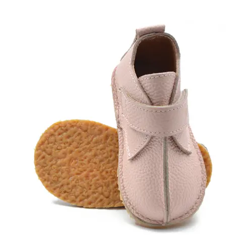 Ghete fete, barefoot, piele naturala, primii pasi, roz- RO-121-1-22-By Pebebe