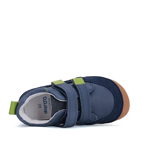 Pantofi baieti, piele naturala, barefoot, talpa flexibila Sweetstep, bleumarin, D.D. Step- S063-51483M-30-