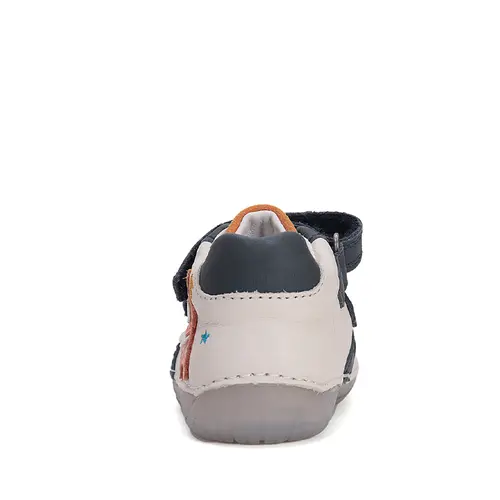 Pantofi copii, barefoot, primii pași, piele naturala, monstrulet, alb, D.D. Step- S070-51698A-25-D.D. Step