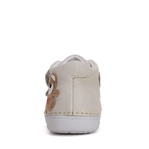 Pantofi din piele naturala pentru copii, talpa flexibila, bej, ursulet maro, D.D. Step- S066-51917-25-D.D. Step