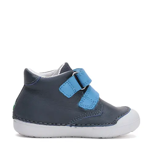 Pantofi din piele naturala pentru copii, talpa flexibila, bleumarin, serpisor verde, D.D. Step- S066-51303-25-D.D. Step