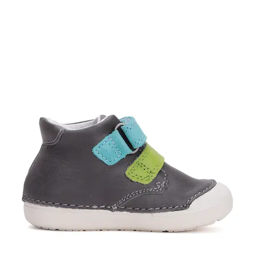 Pantofi din piele naturala pentru copii, talpa flexibila, gri inchis, serpisor verde, D.D. Step- S066-51303A-25-D.D. Step Pantofi din piele naturala pentru copii, talpa flexibila, gri inchis, serpisor verde, D.D. Step- S066-51303A-25-D.D. Step