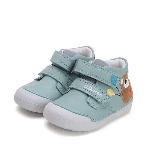 Pantofi din piele naturala pentru copii, talpa flexibila, verde oceanic, ursulet maro, D.D. Step- S066-51917B-25-D.D. Step Pantofi din piele naturala pentru copii, talpa flexibila, verde oceanic, ursulet maro, D.D. Step- S066-51917B-25-D.D. Step