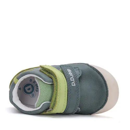Pantofi din piele naturala pentru copii, talpa flexibila, verde uscat, serpisor verde, D.D. Step- S066-51303B-25-D.D. Step
