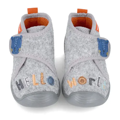 Pantofi baieti, material textil, Biohome, Hello World, gri, Biomecanics- 241154-B156-22-Biomecanics